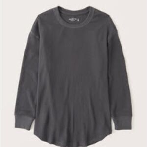 Abercrombie & Fitch Women’s long-sleeve Waffle Crew in Washed Black, size XS